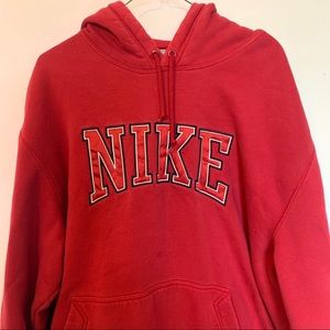 Vintage Looking Red Nike logo hoodie size men’s L